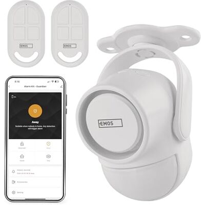EMOS GoSmart Alarma PIR con Sirena de 125 dB y aplicación, Doble operación, Kit de Alarma antirrobo, Tipo IP-126L, con 2 mandos a Distancia y 6 sensores de Puerta, Tuya, Smart Life, 2,4 GHz, WiFi EMOS GoSmart Alarma PIR con Sirena de 125 dB y aplicación, Doble operación, Kit de Alarma antirrobo, Tipo IP-126L, con 2 mandos a Distancia y 6 sensores de Puerta, Tuya, Smart Life, 2,4 GHz, WiFi