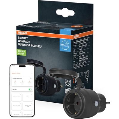 OSRAM Enchufe exterior SMART+ WiFi Matter, 16 A, 3680 W, IP44 SMART+ MATTER Compact Outdoor Plug, Plugs, Negro, , Paquete de 1 OSRAM Enchufe exterior SMART+ WiFi Matter, 16 A, 3680 W, IP44 SMART+ MATTER Compact Outdoor Plug, Plugs, Negro, , Paquete de 1