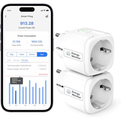 meross Enchufe Inteligente WiFi con Medición de Consumo y Temporizador, 16A Tomada Inteligente Compatible con Alexa y Google Home, Control Remoto por APP & Voz, Ahorro Energético, Smart Home, 2 Pack meross Enchufe Inteligente WiFi con Medición de Consumo y Temporizador, 16A Tomada Inteligente Compatible con Alexa y Google Home, Control Remoto por APP & Voz, Ahorro Energético, Smart Home, 2 Pack