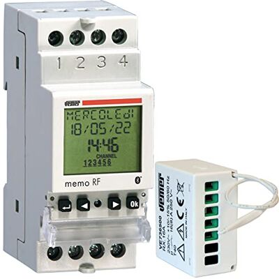 VEMER Set MEMO RF Juego Compuesto por 1 Interruptor Digital con programación horaria o astronómica + 1 actuador Remoto RF, Color Blanco VEMER Set MEMO RF Juego Compuesto por 1 Interruptor Digital con programación horaria o astronómica + 1 actuador Remoto RF, Color Blanco
