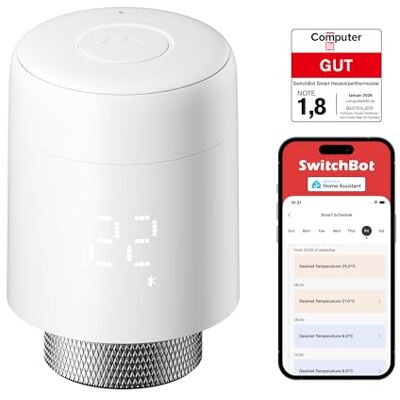 SwitchBot Termostato Inteligente para Radiador, Bluetooth, Control por App y Temporizador, bajo Consumo, fácil instalación, Compatible con Alexa, Apple Home y Google Home (Requiere Hub) SwitchBot Termostato Inteligente para Radiador, Bluetooth, Control por App y Temporizador, bajo Consumo, fácil instalación, Compatible con Alexa, Apple Home y Google Home (Requiere Hub)
