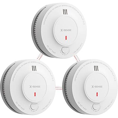 X-Sense Detector de Humo de Interconexión Inalámbrica, Batería de 10 Años, Certificado EN14604, , Pack de 3 X-Sense Detector de Humo de Interconexión Inalámbrica, Batería de 10 Años, Certificado EN14604, , Pack de 3