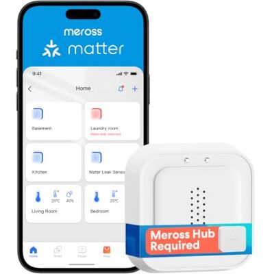 meross Detector de Agua Inteligente Requiere Hub Detector de Fugas de Agua IP66 y 100 dB Smart Detector de Agua para cocinas, baños, sótanos Compatible con Apple Home, Alexa y Google 2,4GHz meross Detector de Agua Inteligente Requiere Hub Detector de Fugas de Agua IP66 y 100 dB Smart Detector de Agua para cocinas, baños, sótanos Compatible con Apple Home, Alexa y Google 2,4GHz