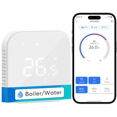 meross Termostato Calefaccion WiFi para Calderas Termostato WiFi con Alexa Empotrado en pared Compatible con Alexa, Google Home, y SmartThings, Para Calefacción por Suelo Radiante Agua, Blanco meross Termostato Calefaccion WiFi para Calderas Termostato WiFi con Alexa Empotrado en pared Compatible con Alexa, Google Home, y SmartThings, Para Calefacción por Suelo Radiante Agua, Blanco