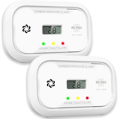 ELRO 2-Pack FC5003 Detectores de Monóxido de Carbono Sensor de 10 Años con Pantalla 2 Unidades ELRO 2-Pack FC5003 Detectores de Monóxido de Carbono Sensor de 10 Años con Pantalla 2 Unidades