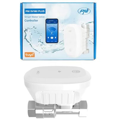 PNI Válvula de agua inteligente SV180 PLUS, Wi-Fi, IP65, DN20 3/4, controlable desde Tuya Smart, Amazon Alexa y Google Home, mide el consumo de agua. PNI Válvula de agua inteligente SV180 PLUS, Wi-Fi, IP65, DN20 3/4, controlable desde Tuya Smart, Amazon Alexa y Google Home, mide el consumo de agua.