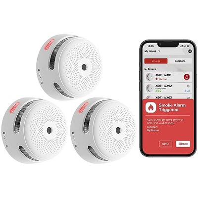 X-Sense Detector de Humo Wi-Fi Inteligente y Batería Reemplazable, Compatible con la Aplicación de Home Security, Notificaciones en Tiempo Real, , 3 Piezas X-Sense Detector de Humo Wi-Fi Inteligente y Batería Reemplazable, Compatible con la Aplicación de Home Security, Notificaciones en Tiempo Real, , 3 Piezas