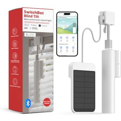 SwitchBot Blind Tilt Motor de Tienda motorizado con Mando a Distancia Bluetooth, con energía Solar, Hub Mini para compatibilidad con Alexa SwitchBot Blind Tilt Motor de Tienda motorizado con Mando a Distancia Bluetooth, con energía Solar, Hub Mini para compatibilidad con Alexa