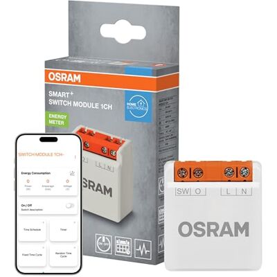 OSRAM Módulo de conmutación SMART+ WiFi, 1 canal, 8 A, contador de energía, blanco OSRAM Módulo de conmutación SMART+ WiFi, 1 canal, 8 A, contador de energía, blanco