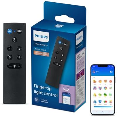 Philips Smart Lighting Mando a Distancia para Hogar Inteligente, Controles Cómodos, Regulación, Botones Personalizables, Amplio Alcance 15 m, Funciona Sin Wi-Fi, Connected by WiZ, 1 Ud Philips Smart Lighting Mando a Distancia para Hogar Inteligente, Controles Cómodos, Regulación, Botones Personalizables, Amplio Alcance 15 m, Funciona Sin Wi-Fi, Connected by WiZ, 1 Ud 