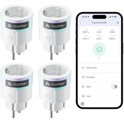 SwitchBot Enchufes Inteligentes WiFi Matter para Casa y Oficina,16A, 4-pack Enchufe Matter con Control por Voz, Temporizador y Control Remoto, Compatible con Alexa, Google Home y Home Assistant, Tipo F SwitchBot Enchufes Inteligentes WiFi Matter para Casa y Oficina,16A, 4-pack Enchufe Matter con Control por Voz, Temporizador y Control Remoto, Compatible con Alexa, Google Home y Home Assistant, Tipo F