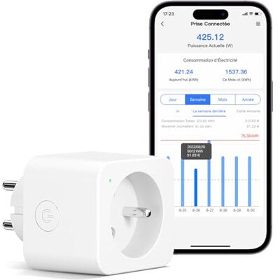 meross Toma conectada (tipo E), 16 A, conector WiFi compatible con Alexa y Google Home, toma de consumo eléctrico inteligente con control de voz, control remoto y configuración Bluetooth meross Toma conectada (tipo E), 16 A, conector WiFi compatible con Alexa y Google Home, toma de consumo eléctrico inteligente con control de voz, control remoto y configuración Bluetooth