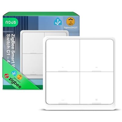 NOUS C1 Interruptor ZigBee Inalámbrico 4 Botones, Botón Smart Domótica, Control de Escenas hasta 12 Acciones, Funciona con Batería, Compatible con Alexa y Google Home, Requiere Hub ZigBee NOUS C1 Interruptor ZigBee Inalámbrico 4 Botones, Botón Smart Domótica, Control de Escenas hasta 12 Acciones, Funciona con Batería, Compatible con Alexa y Google Home, Requiere Hub ZigBee