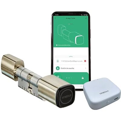 ARREGUI CYCLO + BRIDGE Cerradura Electrónica con App Móvil y Tarjeta RFID Control desde Smartphone Ideal Oficinas y Locales Seguridad IP65 sin Llave Control Remoto Compatible Google y Alexa ARREGUI CYCLO + BRIDGE Cerradura Electrónica con App Móvil y Tarjeta RFID Control desde Smartphone Ideal Oficinas y Locales Seguridad IP65 sin Llave Control Remoto Compatible Google y Alexa