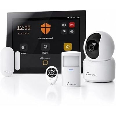 NIVIAN Alarma Pack WiFi gsm 4G Inalámbrica Interior Sensor Movimiento Apertura Sirena Exterior NIVIAN Alarma Pack WiFi gsm 4G Inalámbrica Interior Sensor Movimiento Apertura Sirena Exterior