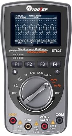 Karfri Multímetro de osciloscopio 2 en 1 Pantalla L Digital Medidor de oscopio portátil Ancho de Banda de 40 MHz Frecuencia de muestreo de 120 MSPS Función de Almacenamiento de Datos para Bricolaje y