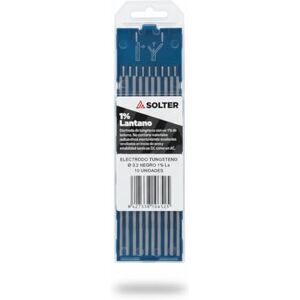Solter Electrodos de Tungsteno Negro TIG DC – 1% Lantano (La₂O₃), Arco Estable y Baja Erosión – Consumible profesional para soldadura GTAW (alta intensidad ø 3,2) Solter Electrodos de Tungsteno Negro TIG DC – 1% Lantano (La₂O₃), Arco Estable y Baja Erosión – Consumible profesional para soldadura GTAW (alta intensidad ø 3,2)