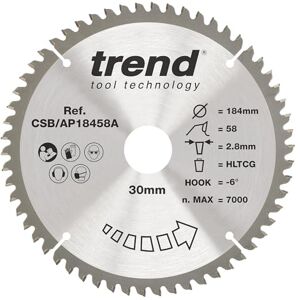 Trend Craftpro Hoja de Sierra de Aluminio / Plástico - 184mm Diámetro - 3 Atributos - Sierra Trend Craftpro Hoja de Sierra de Aluminio / Plástico - 184mm Diámetro - 3 Atributos - Sierra