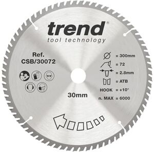 Trend CraftPro Hoja de sierra circular TCT, 300 mm de diámetro x 72 dientes x 30 mm de diámetro interior, punta de carburo de tungsteno, Trend CraftPro Hoja de sierra circular TCT, 300 mm de diámetro x 72 dientes x 30 mm de diámetro interior, punta de carburo de tungsteno,