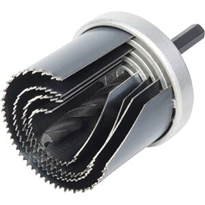 wolfcraft Sierra de corona para fontanería, Ø 25–53 mm I I Sierra con 4 sierras de cambio rápido, Ø 25–53 mm, profundidad de corte 33 mm wolfcraft Sierra de corona para fontanería, Ø 25–53 mm I I Sierra con 4 sierras de cambio rápido, Ø 25–53 mm, profundidad de corte 33 mm