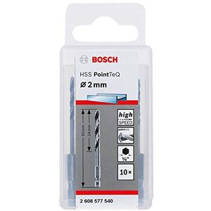 Bosch Professional Set de 10 brocas de vástago hexagonal PointTeQ , para metal, diámetro: 2 mm, vástago hexagonal de ¼", accesorios para taladro de impacto y taladro atornillador Bosch Professional Set de 10 brocas de vástago hexagonal PointTeQ , para metal, diámetro: 2 mm, vástago hexagonal de ¼", accesorios para taladro de impacto y taladro atornillador