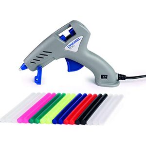 Dremel 930 Pistola de pegamento caliente 105-165°C con punta de precisión antigoteo, doble temperatura y 18 barras de pegamento multiuso (7 mm)