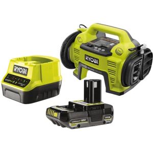 Ryobi Compresor e inflador 18V hasta 10,3 Bares Incluye 3 boquillas de inflado + 1 batería 2,0 Ah + 1 Cargador rápido 2,0 A R18I-1C20GZL Ryobi Compresor e inflador 18V hasta 10,3 Bares Incluye 3 boquillas de inflado + 1 batería 2,0 Ah + 1 Cargador rápido 2,0 A R18I-1C20GZL