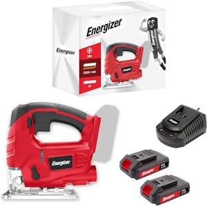 Energizer Sierra de calar inalámbrica 20 Voltios – 2300 OPM, corte madera 80 mm/metal 6 mm – Incluye 2 baterías 20V 2AH + cargador Cambio rápido de hoja sin herramientas, conexión para aspiració Energizer Sierra de calar inalámbrica 20 Voltios – 2300 OPM, corte madera 80 mm/metal 6 mm – Incluye 2 baterías 20V 2AH + cargador Cambio rápido de hoja sin herramientas, conexión para aspiració