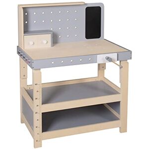 roba Banco de Trabajo Infantil de Madera con Altura Ajustable + Herramientas y Accesorios de Bricolaje + Sierra + Martillo y Otros Gris/Natural roba Banco de Trabajo Infantil de Madera con Altura Ajustable + Herramientas y Accesorios de Bricolaje + Sierra + Martillo y Otros Gris/Natural