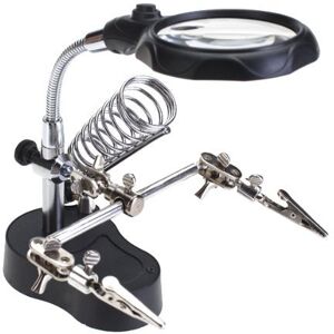 EUROXANTY - Lupa con Luz LED 12X 3.5x Soporte Con 2 Pinzas De Cocodrilo Para La Electrónica De Soldadura Negro EUROXANTY - Lupa con Luz LED 12X 3.5x Soporte Con 2 Pinzas De Cocodrilo Para La Electrónica De Soldadura Negro