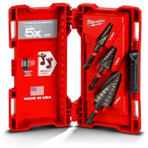 Milwaukee Broca escalonada Shockwave™ kit de 3 unidades 4 a 12mm paso de 1mm 4 a 20mm paso de 2mm 4 a 30mm paso de 2 y 3mm 3pc Set 4 to 12mm 1mm steps 4 to 20mm 2mm steps 4 to 30mm 2mm& 3mm Milwaukee Broca escalonada Shockwave™ kit de 3 unidades 4 a 12mm paso de 1mm 4 a 20mm paso de 2mm 4 a 30mm paso de 2 y 3mm 3pc Set 4 to 12mm 1mm steps 4 to 20mm 2mm steps 4 to 30mm 2mm& 3mm