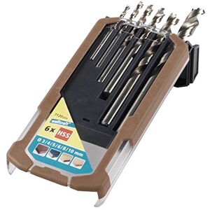 wolfcraft Juego de brocas espirales para madera HSS, Ø 3–10 mm, 6 piezas I I Para taladrar maderas especialmente duras wolfcraft Juego de brocas espirales para madera HSS, Ø 3–10 mm, 6 piezas I I Para taladrar maderas especialmente duras