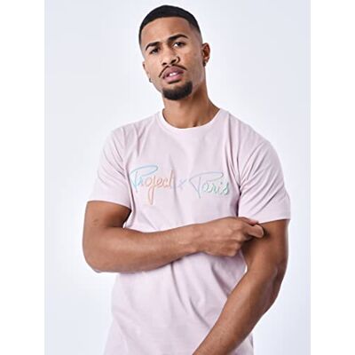 Pro-Ject T-Shirt Signature Logo Arc-en-Ciel Broderie Rose poudré XL Pro-Ject T-Shirt Signature Logo Arc-en-Ciel Broderie Rose poudré XL