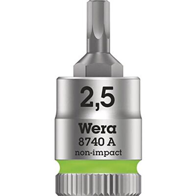 Wera 8740 A Zyklop Vaso de Punta Hexagonal con Arrastre de 1/4", Verde Fosforito, 2.5 x 28 mm Wera 8740 A Zyklop Vaso de Punta Hexagonal con Arrastre de 1/4", Verde Fosforito, 2.5 x 28 mm