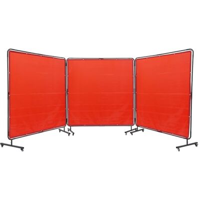 VEVOR Cortina de Soldadura con Marco 3 Paneles Pantalla de Cortina Protectora de Soldadura 1,8x1,8 m de Vinilo Ignífugo con 12 Ruedas Giratorias, Rojo VEVOR Cortina de Soldadura con Marco 3 Paneles Pantalla de Cortina Protectora de Soldadura 1,8x1,8 m de Vinilo Ignífugo con 12 Ruedas Giratorias, Rojo