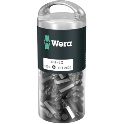 Wera 851/1 Z DIY 100 Puntas Phillips, PH 2 x 25 mm, 100 piezas Wera 851/1 Z DIY 100 Puntas Phillips, PH 2 x 25 mm, 100 piezas