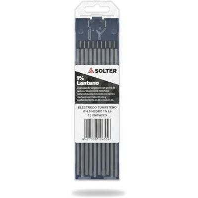 Solter Electrodos de Tungsteno Negro TIG DC – 1% Lantano (La₂O₃), Arco Estable y Baja Erosión – Consumible profesional para soldadura GTAW (trabajo pesado ø 4,0) Solter Electrodos de Tungsteno Negro TIG DC – 1% Lantano (La₂O₃), Arco Estable y Baja Erosión – Consumible profesional para soldadura GTAW (trabajo pesado ø 4,0)
