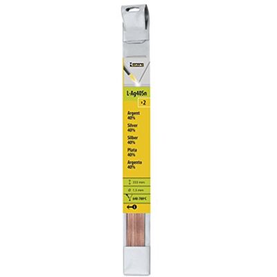 GYS 2 varillas de soldadura con un 40% de plata, diámetro de 1,5 mm, longitud de 333 mm. GYS 2 varillas de soldadura con un 40% de plata, diámetro de 1,5 mm, longitud de 333 mm.