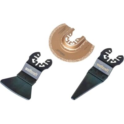 wolfcraft Juego de sierra vibratoria para reparación de juntas ˮStandardˮ de 3 piezas, enganche universal I wolfcraft Juego de sierra vibratoria para reparación de juntas ˮStandardˮ de 3 piezas, enganche universal I