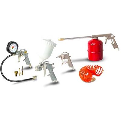 Avilia Juego de Pistolas y aerógrafos para Aire comprimido, Kit compresor con 3 Pistolas para Lavado, inflado de neumáticos y Aire comprimido, 1 aerógrafo y 1 Flexible, Ideal para Eliminar el Polvo Avilia Juego de Pistolas y aerógrafos para Aire comprimido, Kit compresor con 3 Pistolas para Lavado, inflado de neumáticos y Aire comprimido, 1 aerógrafo y 1 Flexible, Ideal para Eliminar el Polvo