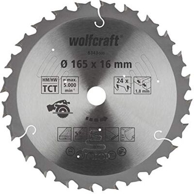 wolfcraft Disco de sierra circular para sierras circulares de mano a batería, serie lila, Ø 165 mm I I Cortes semigruesos y rápidos wolfcraft Disco de sierra circular para sierras circulares de mano a batería, serie lila, Ø 165 mm I I Cortes semigruesos y rápidos