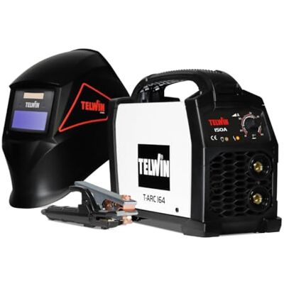 Telwin T-Arc 164 Soldadora Inverter Electrodo MMA 150A, con Máscara Automática tipo Casco y Accesorios, Máquina para Soldar Portátil Compacta y Sencilla, para Mantenimiento y Bricolaje Doméstico, 230V Telwin T-Arc 164 Soldadora Inverter Electrodo MMA 150A, con Máscara Automática tipo Casco y Accesorios, Máquina para Soldar Portátil Compacta y Sencilla, para Mantenimiento y Bricolaje Doméstico, 230V