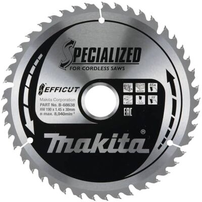 Makita TCT Efficut Hoja de sierra 190x30x45T Makita TCT Efficut Hoja de sierra 190x30x45T