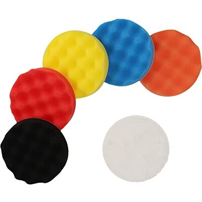 Cartrend Juego de esponjas de pulido con soporte de tornillo M14, almohadilla de pulido, 5 esponjas lavables, cubierta de pulido con velcro y plato de pulido, multicolor, 150 mm de diámetro Cartrend Juego de esponjas de pulido con soporte de tornillo M14, almohadilla de pulido, 5 esponjas lavables, cubierta de pulido con velcro y plato de pulido, multicolor, 150 mm de diámetro