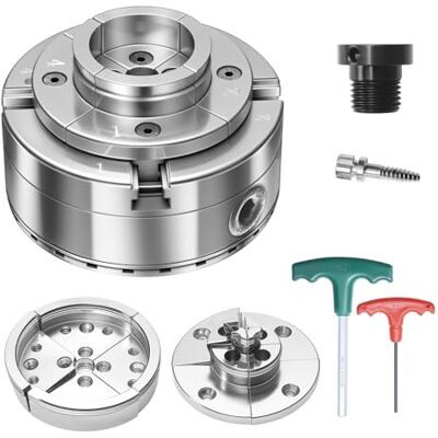 VEVOR Mandril para Torno de Madera 4 pulgadas 4 Mordazas, Juego de Mandril Autocentrante con Engranaje Cónico, Rosca de 1 pulgada x 8 TPI, Juego de 3 Mandriles de Pasador y Redondos para Carpintería VEVOR Mandril para Torno de Madera 4 pulgadas 4 Mordazas, Juego de Mandril Autocentrante con Engranaje Cónico, Rosca de 1 pulgada x 8 TPI, Juego de 3 Mandriles de Pasador y Redondos para Carpintería