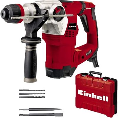 Einhell Martillo perforador, 1250 W, 5 J, perforación, perforación con impacto, cincelado con/sin fijación, agarre antivibraciones, incluye maletín E Box, 3 brocas, 2 cinceles, Multicolor Einhell Martillo perforador, 1250 W, 5 J, perforación, perforación con impacto, cincelado con/sin fijación, agarre antivibraciones, incluye maletín E Box, 3 brocas, 2 cinceles, Multicolor