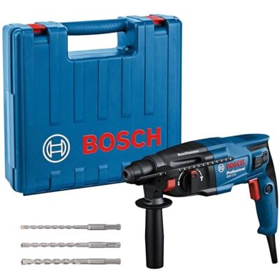 Bosch martillo perforador GBH 2-21 (con SDS plus, incl. 3 brocas SDS plus, (6/8/10 mm), empuñadura auxiliar, paño para la máquina, profundidad retráctil, maletín) Bosch martillo perforador GBH 2-21 (con SDS plus, incl. 3 brocas SDS plus, (6/8/10 mm), empuñadura auxiliar, paño para la máquina, profundidad retráctil, maletín)