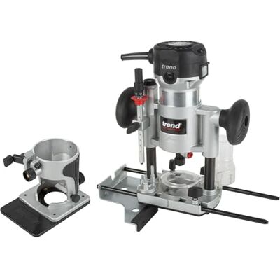 Trend T1 Fresadora de Doble Base, Pinza de 8mm, 710W, 230V, Herramienta de Corte de Precisión Compacta para Carpintería, Trend T1 Fresadora de Doble Base, Pinza de 8mm, 710W, 230V, Herramienta de Corte de Precisión Compacta para Carpintería,
