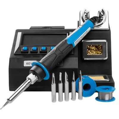 Högert Technik Estación de soldadura digital 60W con pantalla LCD, control de temperatura 100–500°C, segura para ESD, Auto Sleep y Auto OFF, kit de soldadura para electrónica, SMD y reparaciones Högert Technik Estación de soldadura digital 60W con pantalla LCD, control de temperatura 100–500°C, segura para ESD, Auto Sleep y Auto OFF, kit de soldadura para electrónica, SMD y reparaciones