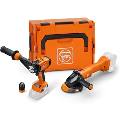 Fein Práctico combo a batería.Taladro atornillador ASCM 18-4 QM AS y amoladora angular CCG 18-125-12 AS.Compatible con las baterías Bosch Professional 18V desde 2008 y las baterías AMPShare Fein Práctico combo a batería.Taladro atornillador ASCM 18-4 QM AS y amoladora angular CCG 18-125-12 AS.Compatible con las baterías Bosch Professional 18V desde 2008 y las baterías AMPShare